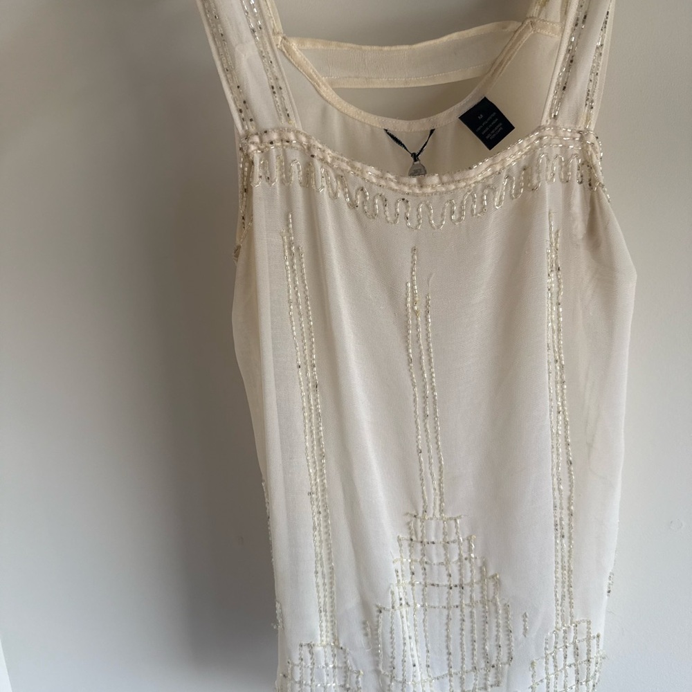 Ivory Beaded Sleeveless Top